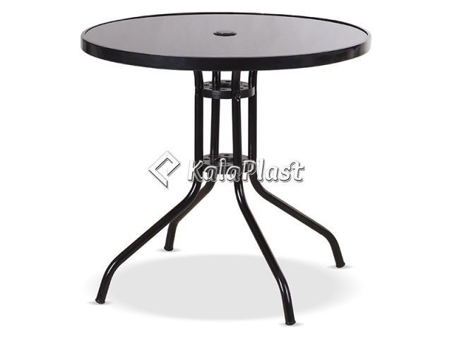 میز فلزی گرد کافه قطر 80 سانت با صفحه شیشه ای کد 934