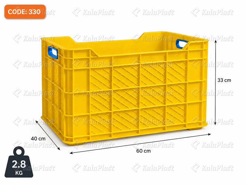 جعبه 30 کیلویی لبه دار (طرح ابهر) طول 60 عرض 40 در ارتفاع 30 ( 33) سانتیمتر کد 330
