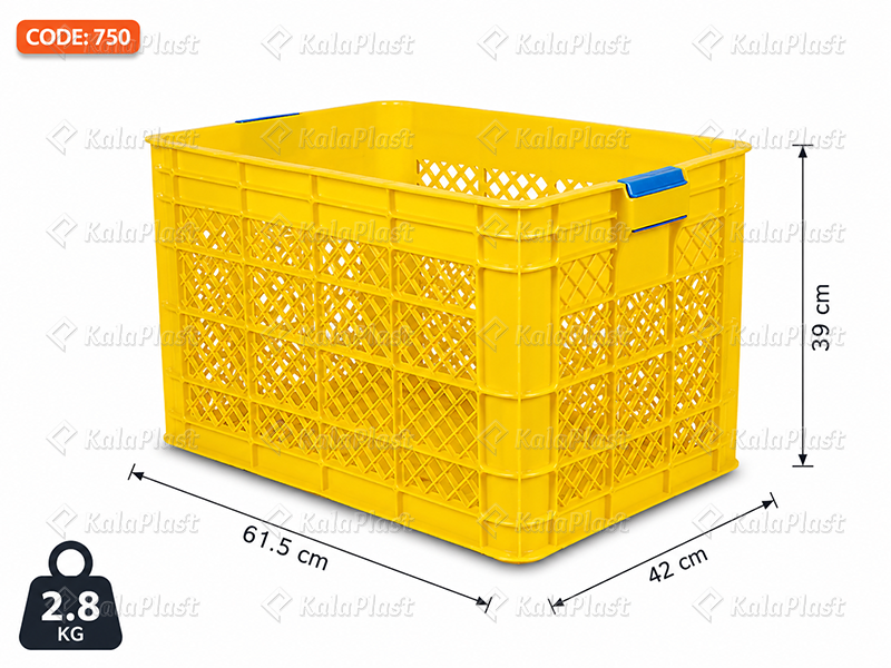 سبد صنعتی پلاستیکی طول 61.5 عرض 42 در ارتفاع 39 سانتیمتر   کد 750