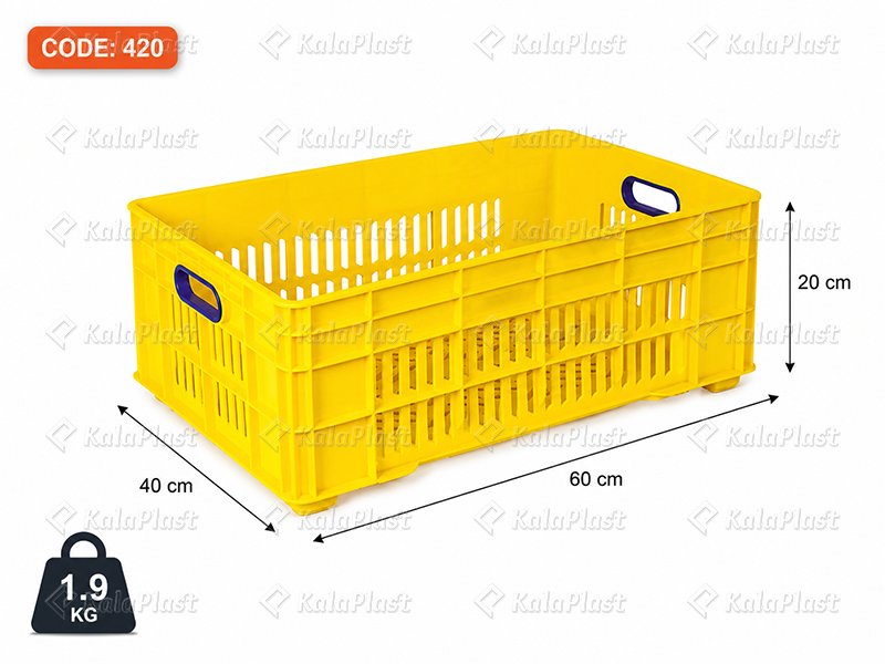 سبد صنعتی پلاستیکی  طول 60 عرض 40 در ارتفاع 20 سانتیمتر   کد 420