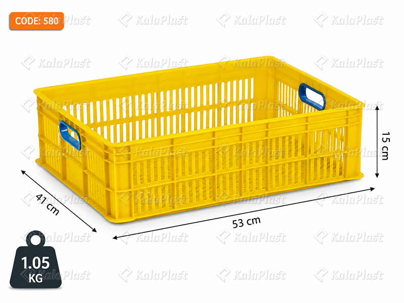 سبد صنعتی پلاستیکی طول 53 عرض 41 در ارتفاع 15 سانتیمتر  کد 580