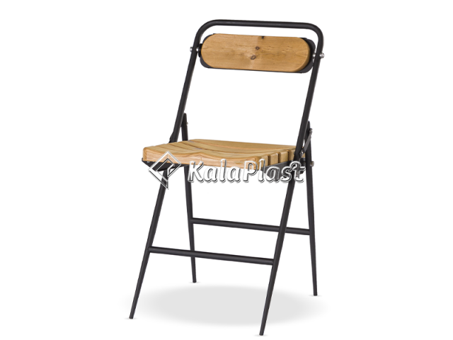صندلی فلزی تاشو با رویه چوبی فرم دار