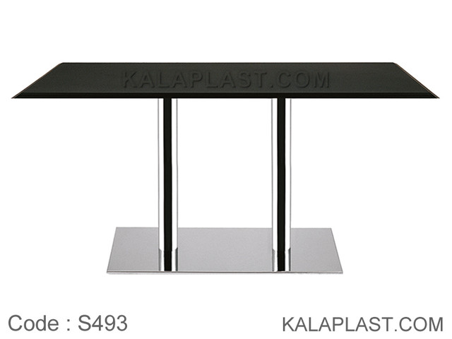 میز 6 نفره صفحه PVC پایه چدنی ورق استیل دوبل کد S493 (طول 140)