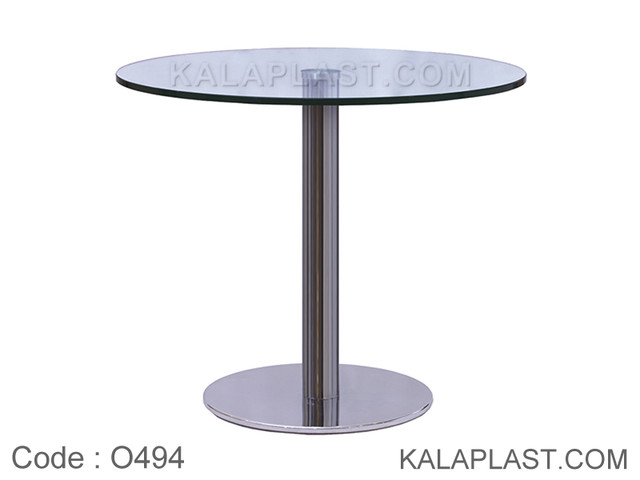 میز 4 نفره دایره با صفحه شیشه 15 میل و پایه چدنی استیل کد O494
