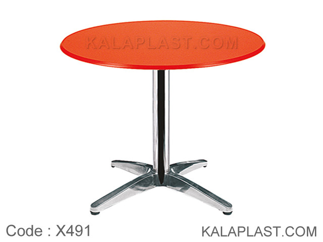 میز 4 نفره دایره با صفحه PVC و پایه چهارپر دایکاست کد X491