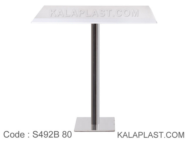 میز بار 4 نفره مربع صفحه PVC با پایه مربع چدنی استیل (80*80) کد S492B