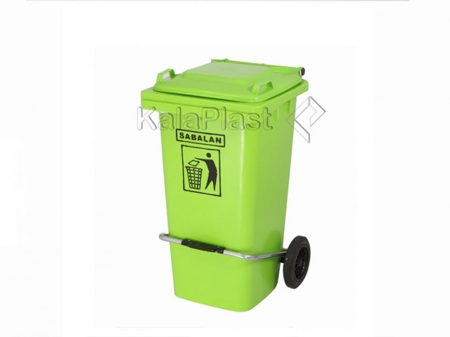 سطل زباله پلاستیکی 100 لیتری چرخدار و پدالدار سبلان