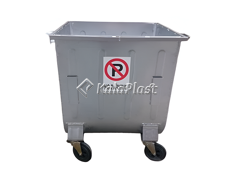 سطل زباله گالوانیزه 660 لیتری محدب بدون درب