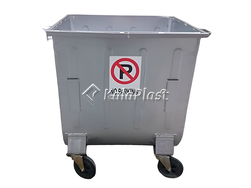 سطل زباله گالوانیزه 770 لیتری محدب بدون درب