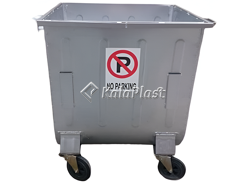 سطل زباله گالوانیزه 1100 لیتری محدب بدون درب