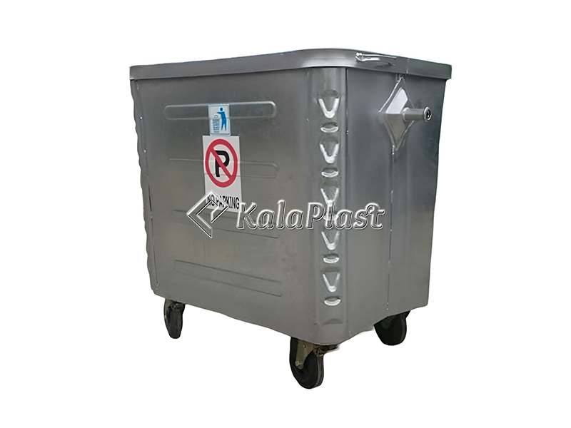 سطل زباله گالوانیزه 660 لیتری مکعب بدون درب
