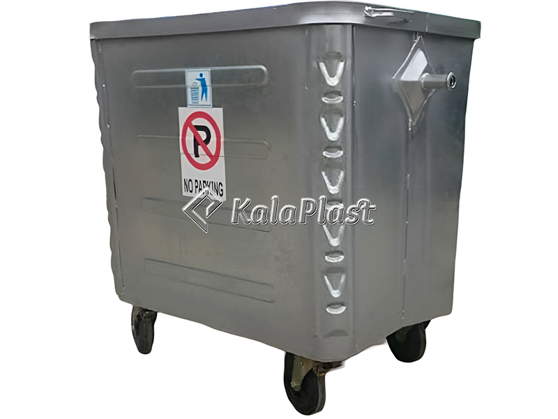سطل زباله گالوانیزه 1100 لیتری مکعب  بدون درب