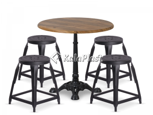 ست چهارپایه و میز فلزی رویه چوب لیل 752151