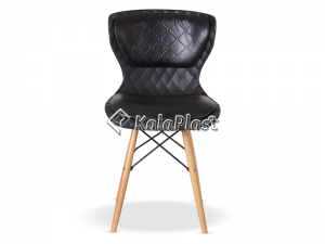 صندلی بدون دسته دیاموند با پایه چوبی و تشک چرمی