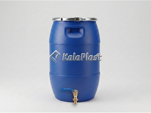 بشکه پلاستیکی 60 لیتری ضخیم با رینگ فلزی کیان با شیر فلزی