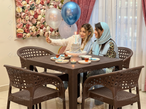 ست میز و صندلی 4 نفره پلاستیکی حصیری ناصر مدل 323-993  (پالرمو)