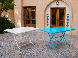 میز تمام فلزی 6 نفره رویه ساده تاشو لنا