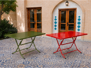 میز تمام فلزی 6 نفره رویه ساده تاشو لنا