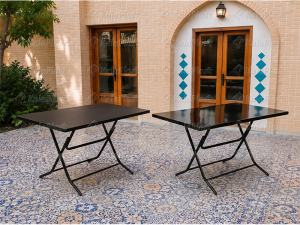 میز تمام فلزی 6 نفره رویه ساده تاشو لنا