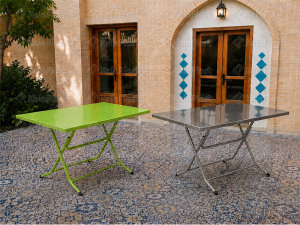 میز تمام فلزی 6 نفره رویه ساده تاشو لنا