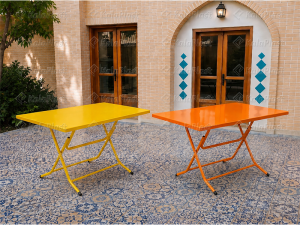 میز تمام فلزی 6 نفره رویه ساده تاشو لنا