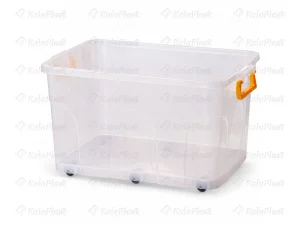 صندوق چرخدار شفاف بزرگ صنعت بدون درپوش، نمای سه‌رخ