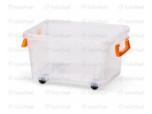 صندوق چرخدار شفاف کوچک صنعت بدون درپوش، نمای سه‌رخ
