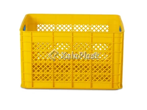 نمای روبه‌روی سبد صنعتی پلاستیکی زرد کد 760