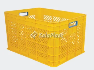 نمای سه‌ربع سبد صنعتی پلاستیکی زرد کد 760