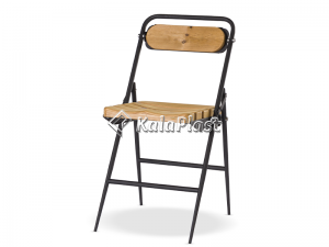 صندلی فلزی تاشو با رویه چوبی فرم دار