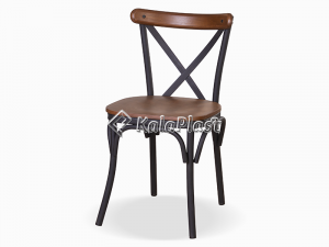 صندلی بدون دسته فلزی با کفه و پشت چوبی تونت