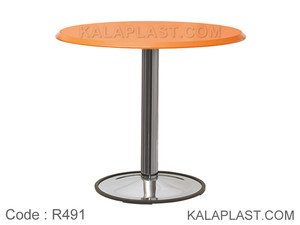 میز 4 نفره دایره با صفحه PVC و پایه بشقابی کروم کد R491