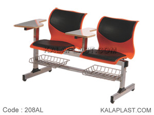 نیمکت آموزشی 2 نفره با جاکتابی و رویه چرم کد 208AL