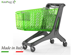 سبد خرید چرخدار پلی کربنات فروشگاهی سایز 210 لیتری