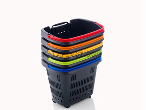 سبد خرید فروشگاهی 34 لیتری چرخدار پلاستیکی اسپانیایی