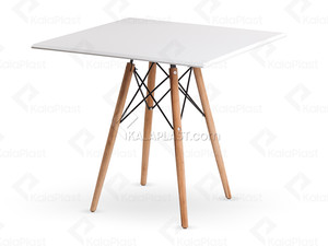 میز 4 نفره مربع پایه چوبی(راش) ایمیز با صفحه MDF روکش PVC کد117