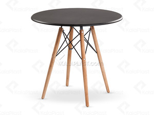 میز 4 نفره گرد پایه چوبی(راش) ایمیز با صفحه MDF روکش PVC کد118