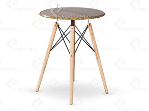 میز 4 نفره گرد پایه چوبی(راش) ایمیز با صفحه MDF روکش PVC