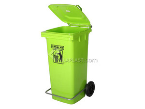 سطل زباله پلاستیکی 120 لیتری چرخدار و پدالدار سبلان