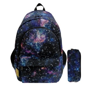 کیف مدرسه دخترانه مدل کهکشانی زحل saturn با جامدادی (برند رسپینا)