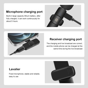 میکروفون PULUZ Wireless Lavalier Noise Reverb Reverb برای دستگاه Type-C / USB-C، پشتیبانی از شارژ تلفن (مشکی)