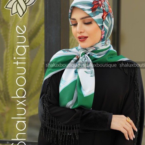 روسری ابریشم طرح ابرنگ 79