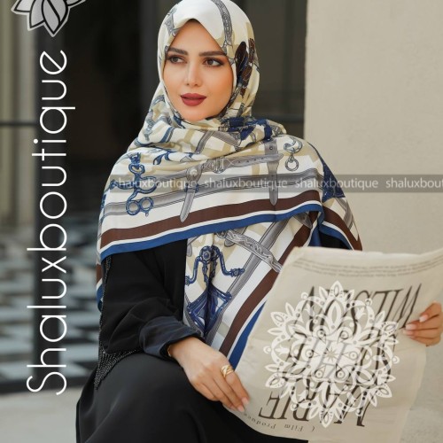 روسری ابریشم طرح ابرنگ 80
