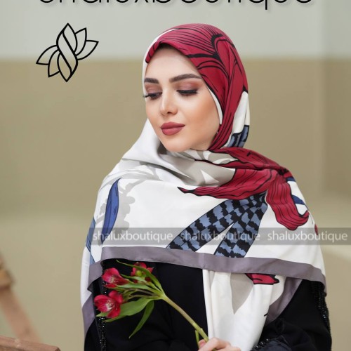 روسری ابریشم طرح ابرنگ 82
