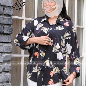 شومیز الیزه طرح برگ رنگی