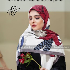روسری ابریشم طرح ابرنگ 82
