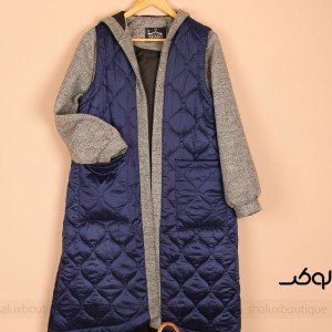 پافر ترکیبی استین دار سرمه ای