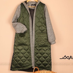 پافر ترکیبی استین دار سبز