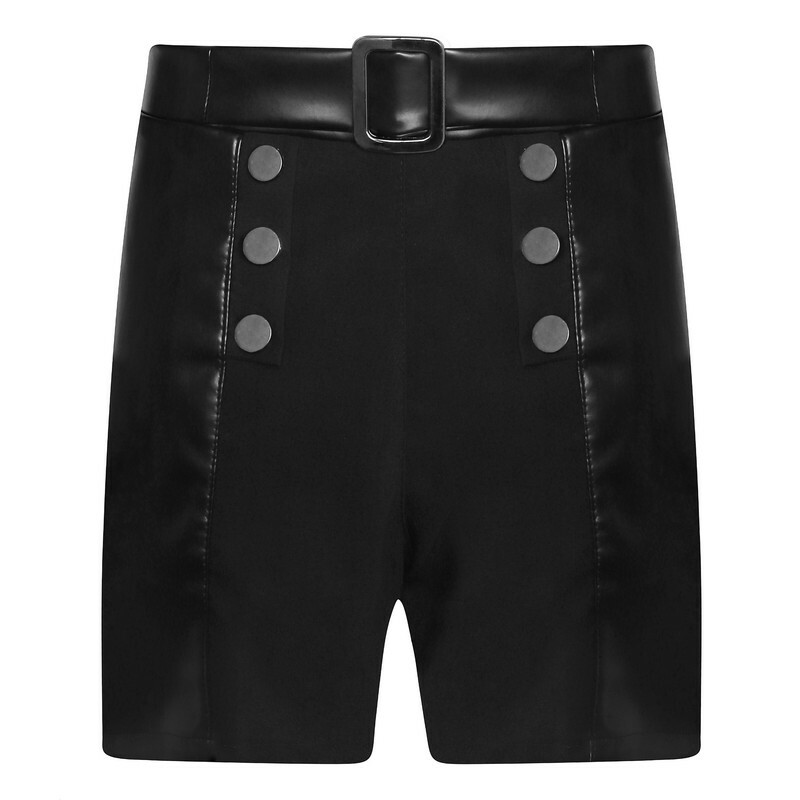 شلوارک زنانه مدل ترکیب چرم کد 814