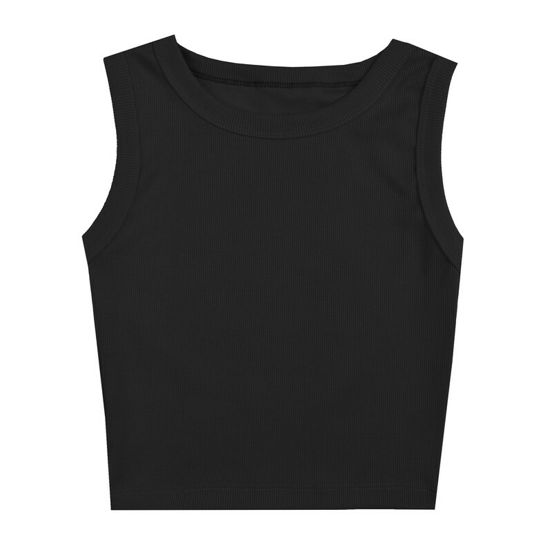 کراپ‌ تاپ زنانه ساده یقه گرد رنگ مشکی